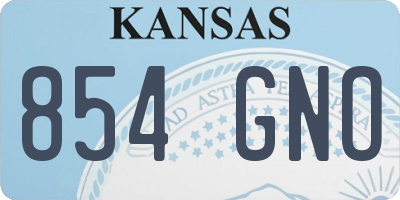 KS license plate 854GNO