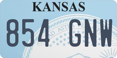 KS license plate 854GNW