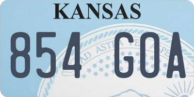 KS license plate 854GOA