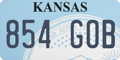 KS license plate 854GOB