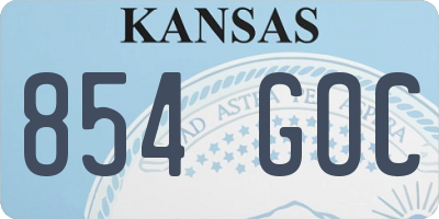 KS license plate 854GOC