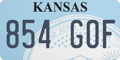 KS license plate 854GOF