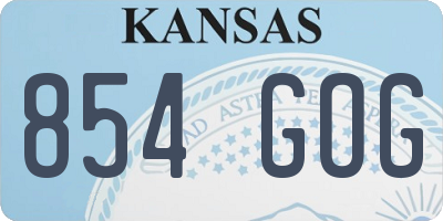 KS license plate 854GOG