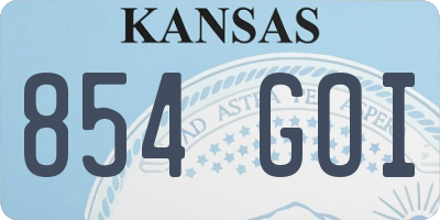 KS license plate 854GOI