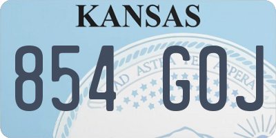KS license plate 854GOJ