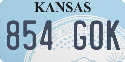 KS license plate 854GOK