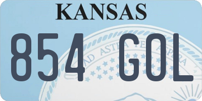 KS license plate 854GOL