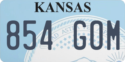 KS license plate 854GOM