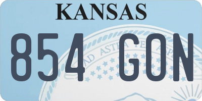 KS license plate 854GON