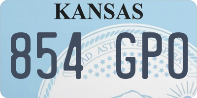 KS license plate 854GPO