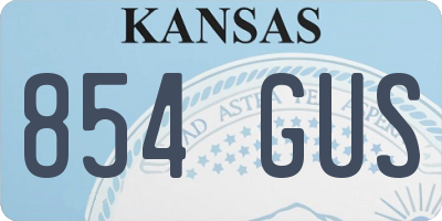 KS license plate 854GUS