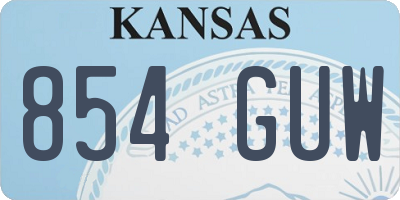 KS license plate 854GUW