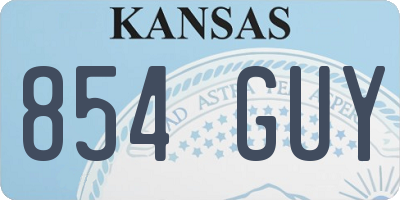 KS license plate 854GUY