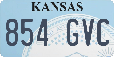 KS license plate 854GVC