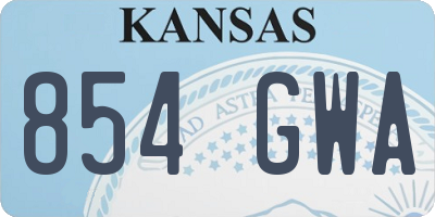 KS license plate 854GWA
