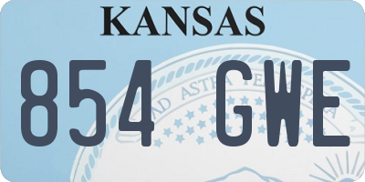 KS license plate 854GWE