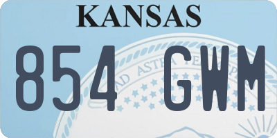 KS license plate 854GWM