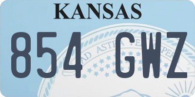 KS license plate 854GWZ