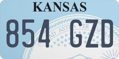 KS license plate 854GZD