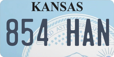 KS license plate 854HAN