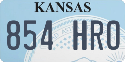 KS license plate 854HRO