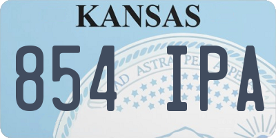 KS license plate 854IPA