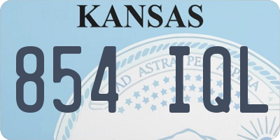 KS license plate 854IQL
