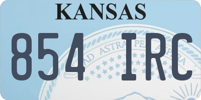 KS license plate 854IRC