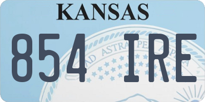 KS license plate 854IRE
