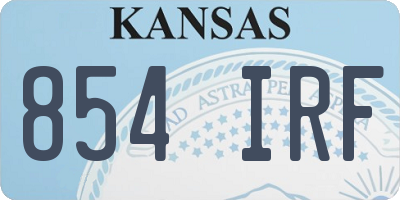 KS license plate 854IRF