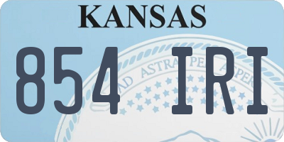 KS license plate 854IRI