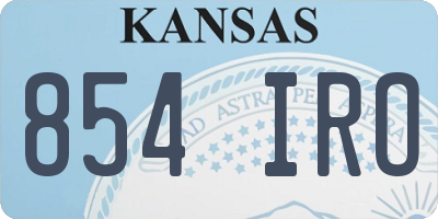 KS license plate 854IRO