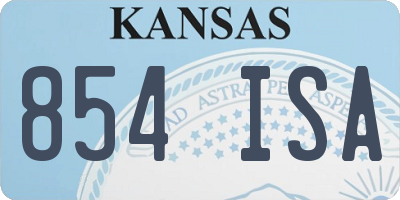KS license plate 854ISA