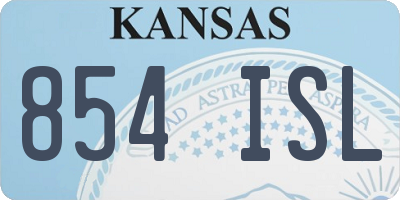 KS license plate 854ISL