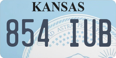 KS license plate 854IUB