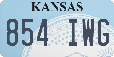 KS license plate 854IWG