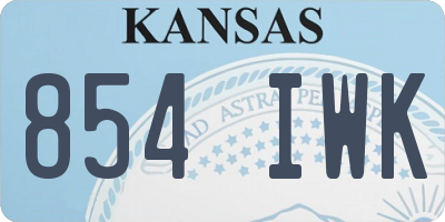 KS license plate 854IWK