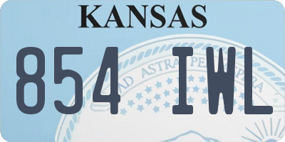 KS license plate 854IWL