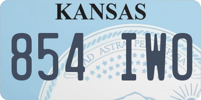 KS license plate 854IWO
