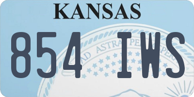 KS license plate 854IWS