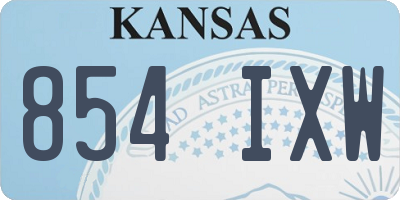 KS license plate 854IXW