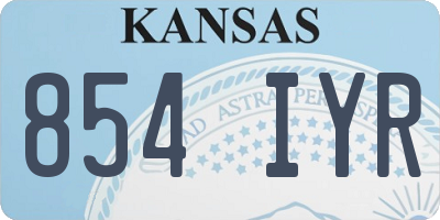 KS license plate 854IYR