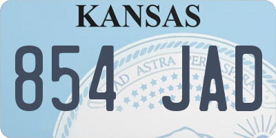 KS license plate 854JAD
