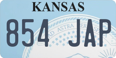 KS license plate 854JAP