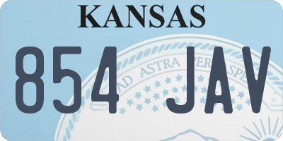 KS license plate 854JAV