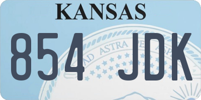 KS license plate 854JDK