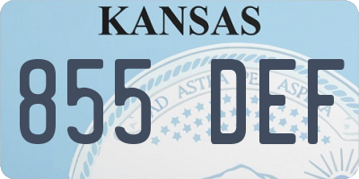 KS license plate 855DEF