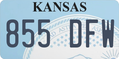 KS license plate 855DFW
