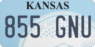 KS license plate 855GNU