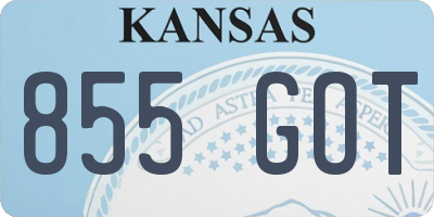 KS license plate 855GOT